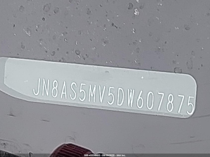 2013 Nissan Rogue Sv W/Sl Pkg VIN: JN8AS5MV5DW607875 Lot: 43334483