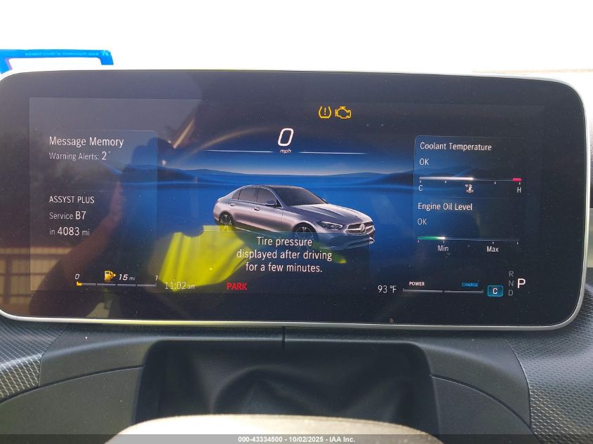 2025 Mercedes-Benz C 300 VIN: W1KAF4GB9SR247331 Lot: 43334500