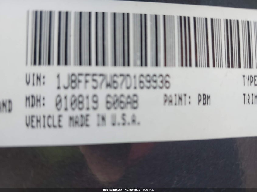 2007 Jeep Compass Limited VIN: 1J8FF57W67D169936 Lot: 43334561