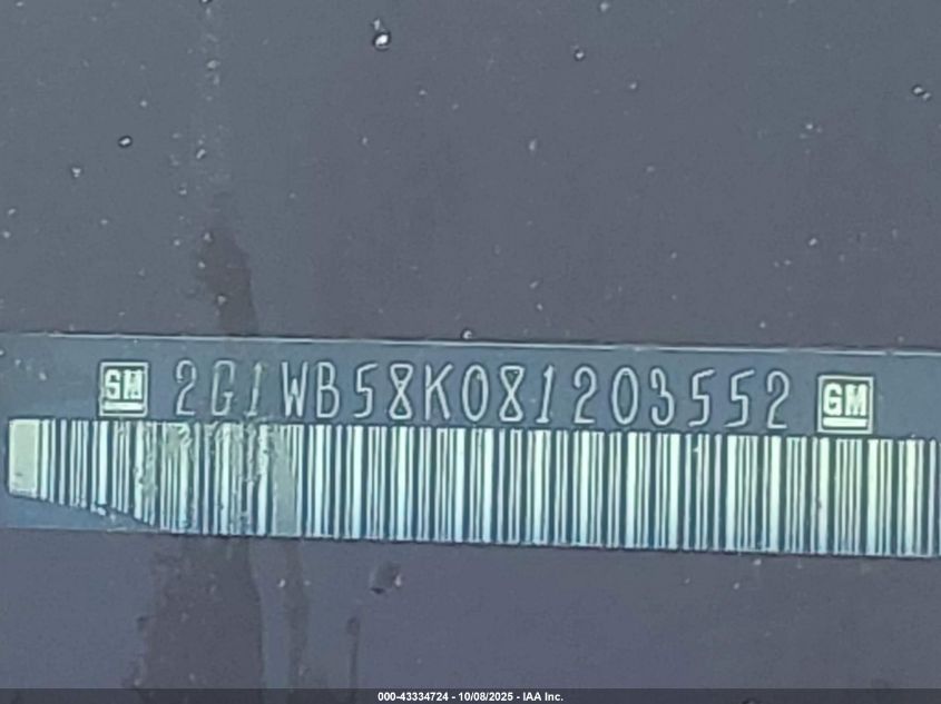 2008 Chevrolet Impala Ls VIN: 2G1WB58K081203552 Lot: 43334724