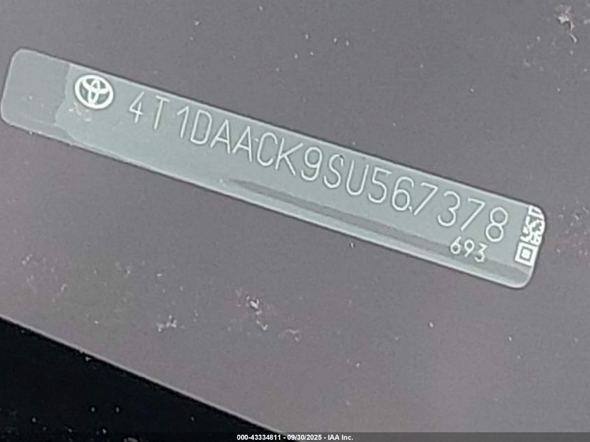 2025 Toyota Camry Le VIN: 4T1DAACK9SU567378 Lot: 43371263