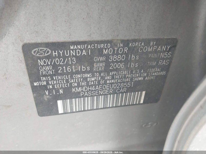 2014 HYUNDAI ELANTRA SE - KMHDH4AE0EU028551
