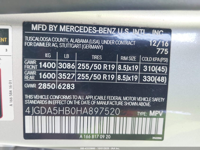 2017 MERCEDES-BENZ GLE 350 4MATIC - 4JGDA5HB0HA897520