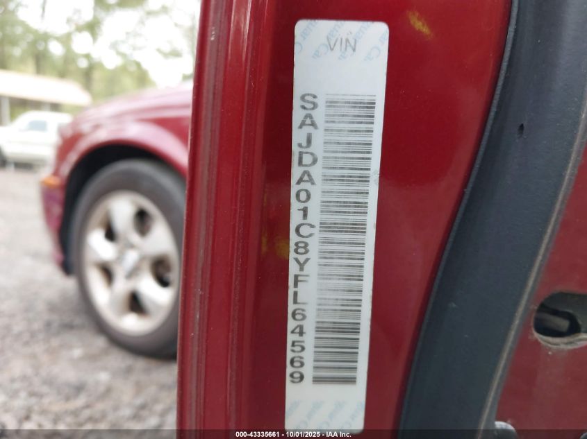 2000 Jaguar S-Type 3.0L V6 VIN: SAJDA01C8YFL64569 Lot: 43335661