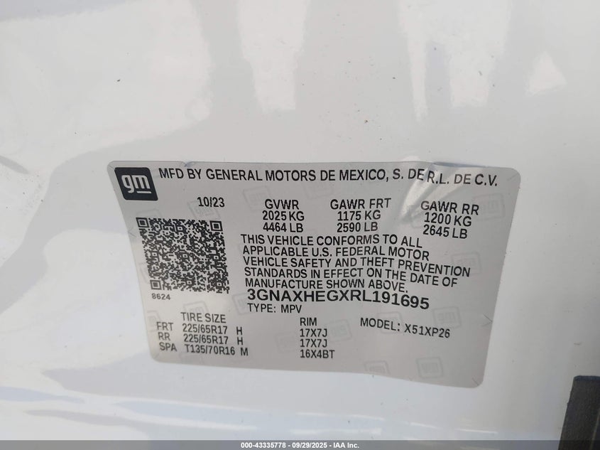 2024 Chevrolet Equinox Fwd Ls VIN: 3GNAXHEGXRL191695 Lot: 43335778