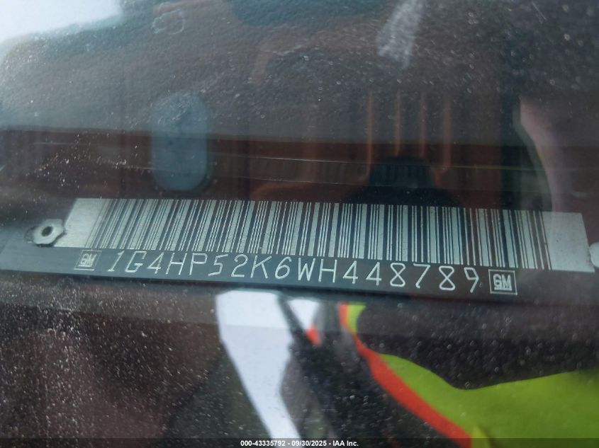 1998 Buick Lesabre Custom VIN: 1G4HP52K6WH448789 Lot: 43335792