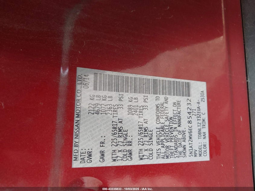 2014 NISSAN ROGUE SV - 5N1AT2MV6EC854232