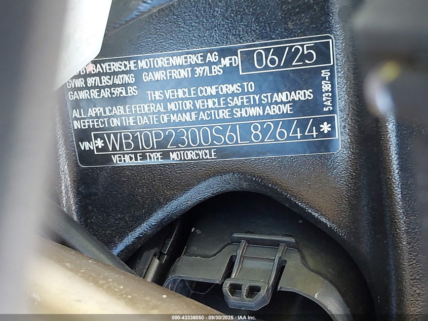2025 BMW S 1000 Rr VIN: WB10P2300S6L82644 Lot: 43336050