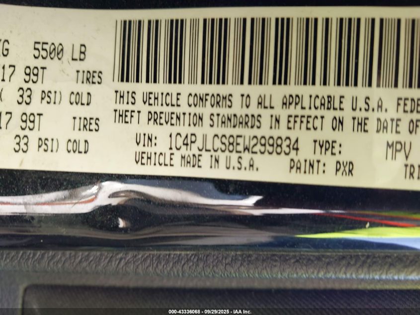 2014 Jeep Cherokee Latitude VIN: 1C4PJLCS8EW299834 Lot: 43336068