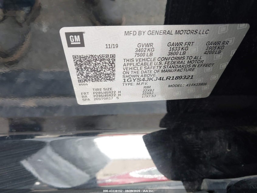 2020 CADILLAC ESCALADE ESV 4WD PREMIUM LUXURY - 1GYS4JKJ4LR189321