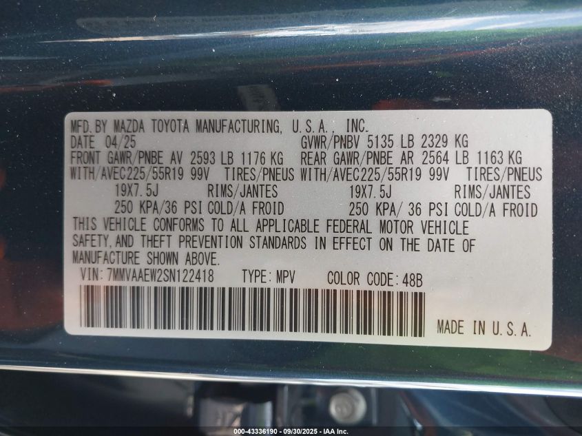 2025 Mazda Cx-50 Hybrid Premium Plus Package VIN: 7MMVAAEW2SN122418 Lot: 43336190