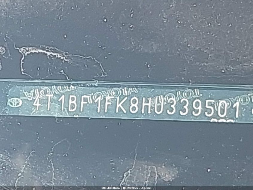 2017 Toyota Camry Se VIN: 4T1BF1FK8HU339501 Lot: 43336257