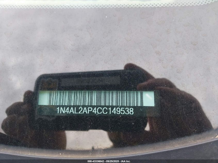 2012 Nissan Altima 2.5 S VIN: 1N4AL2AP4CC149538 Lot: 43336842