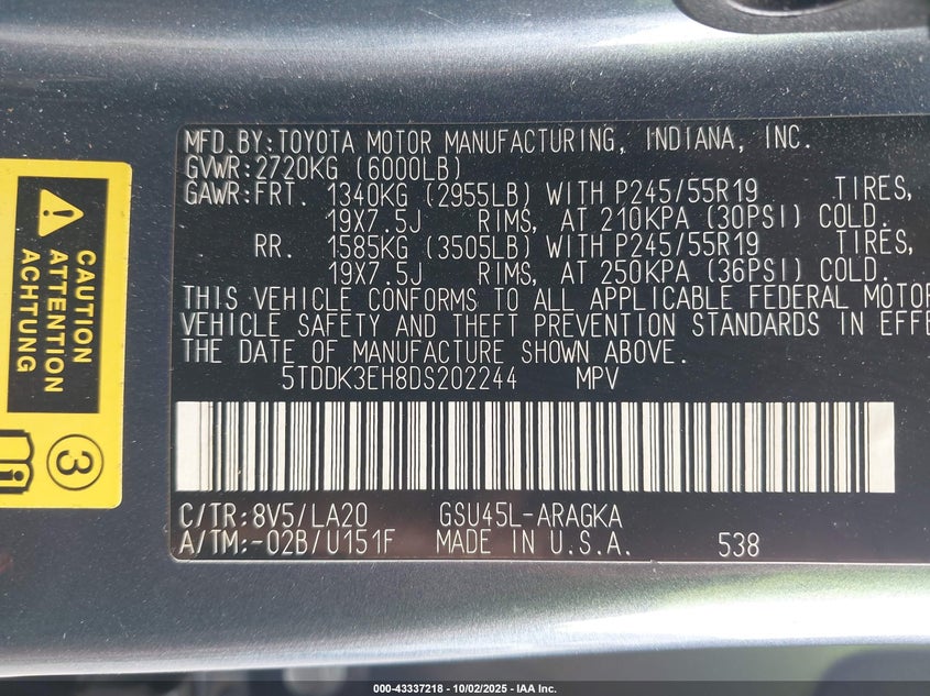 2013 TOYOTA HIGHLANDER LIMITED V6 - 5TDDK3EH8DS202244