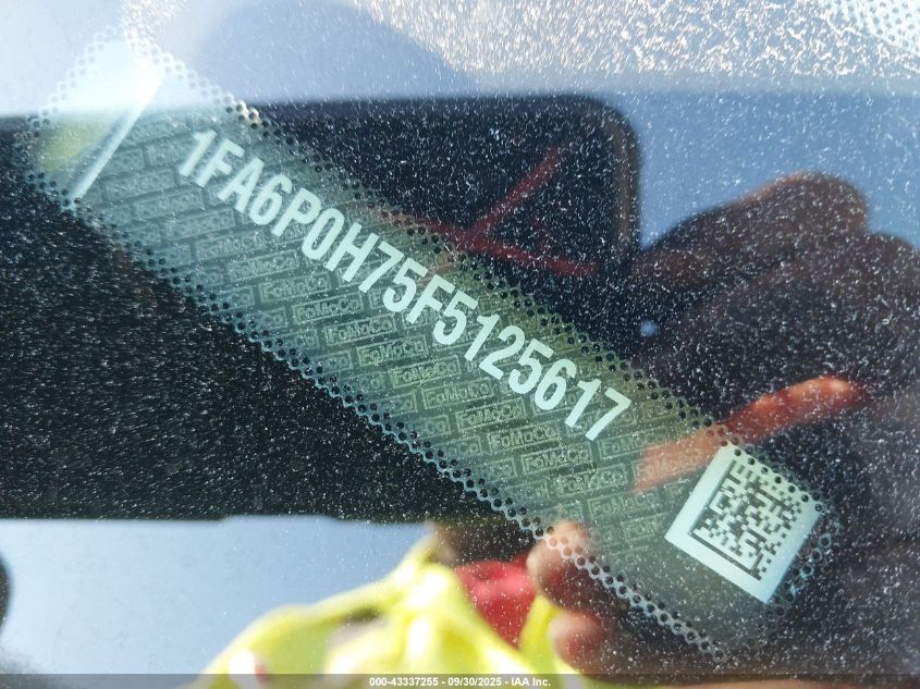 2015 Ford Fusion Se VIN: 1FA6P0H75F5125617 Lot: 43337255