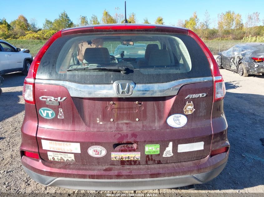 2015 Honda Cr-V Lx VIN: 2HKRM4H31FH636634 Lot: 43337265