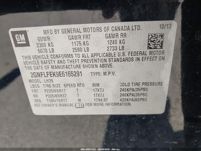 2014 CHEVROLET EQUINOX 1LT - 2GNFLFEK9E6165291