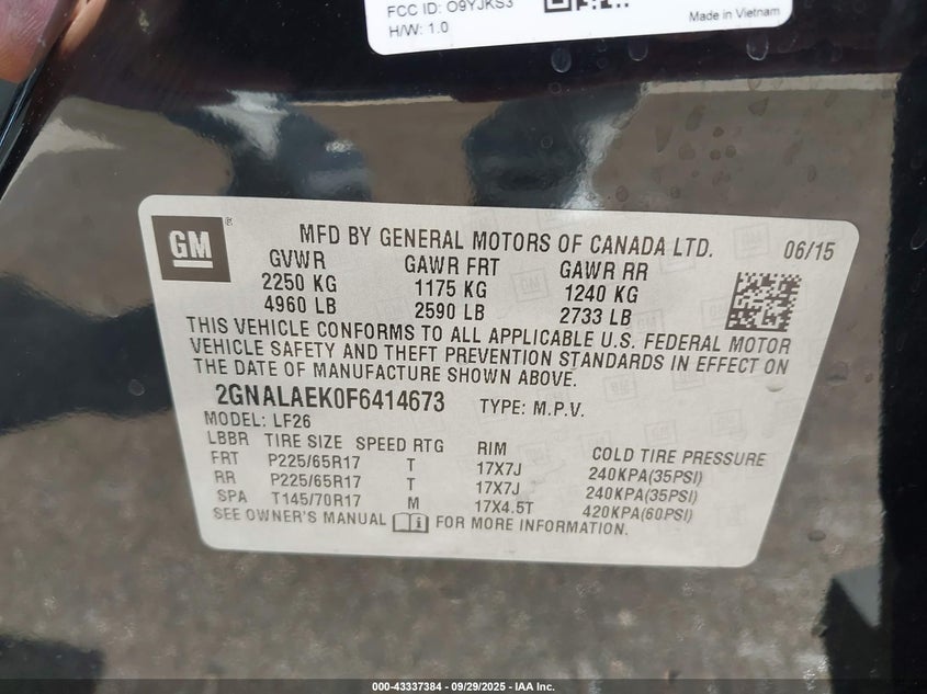 2015 CHEVROLET EQUINOX LS - 2GNALAEK0F6414673