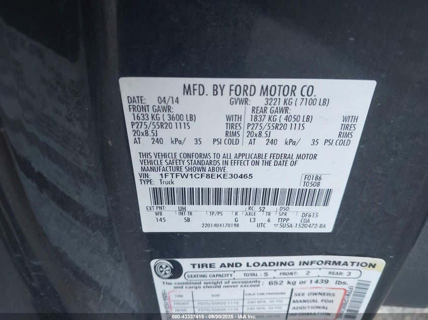 2014 FORD F-150 FX2 - 1FTFW1CF8EKE30465