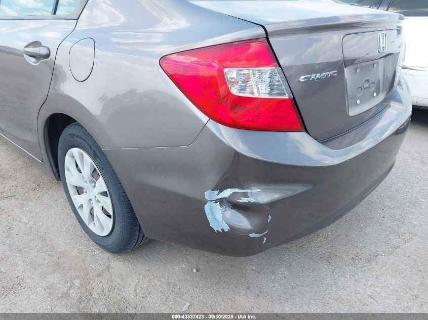 2012 Honda Civic Lx VIN: JHMFB2F52CS001872 Lot: 43337423