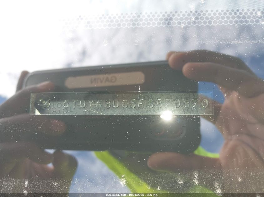 2015 Toyota Sienna Xle Premium 8 Passenger VIN: 5TDYK3DC5FS570570 Lot: 43337450