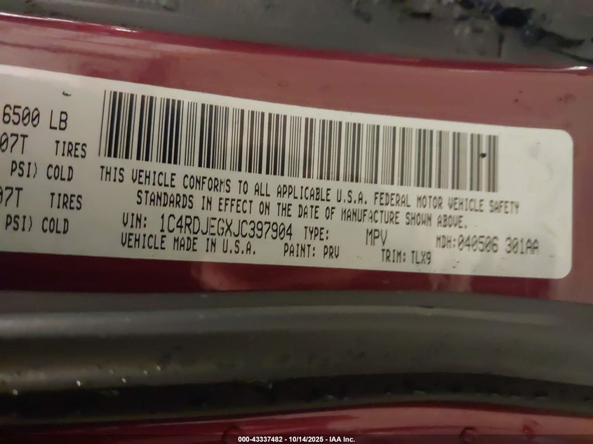 2018 DODGE DURANGO CITADEL AWD 1C4RDJEGXJC397904