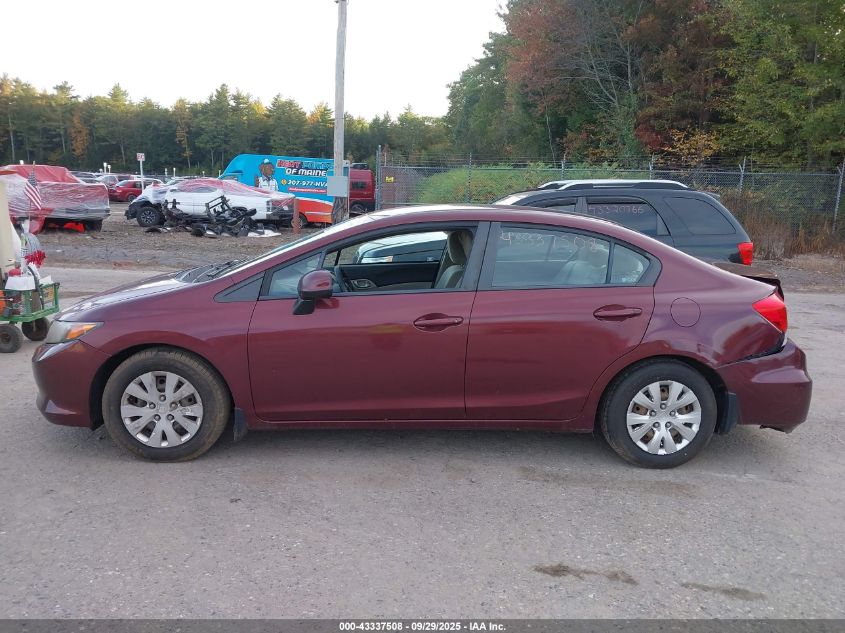 2012 Honda Civic Lx VIN: 2HGFB2F59CH537941 Lot: 43337508