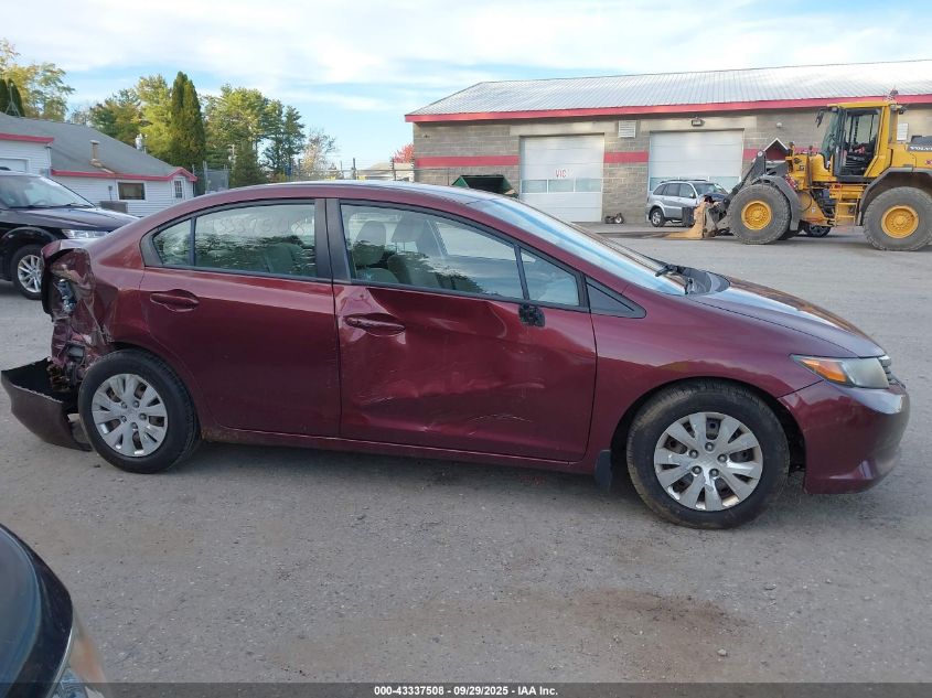 2012 Honda Civic Lx VIN: 2HGFB2F59CH537941 Lot: 43337508