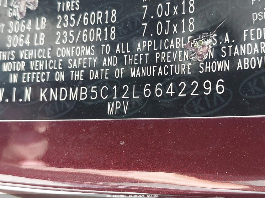2020 KIA SEDONA EX KNDMB5C12L6642296