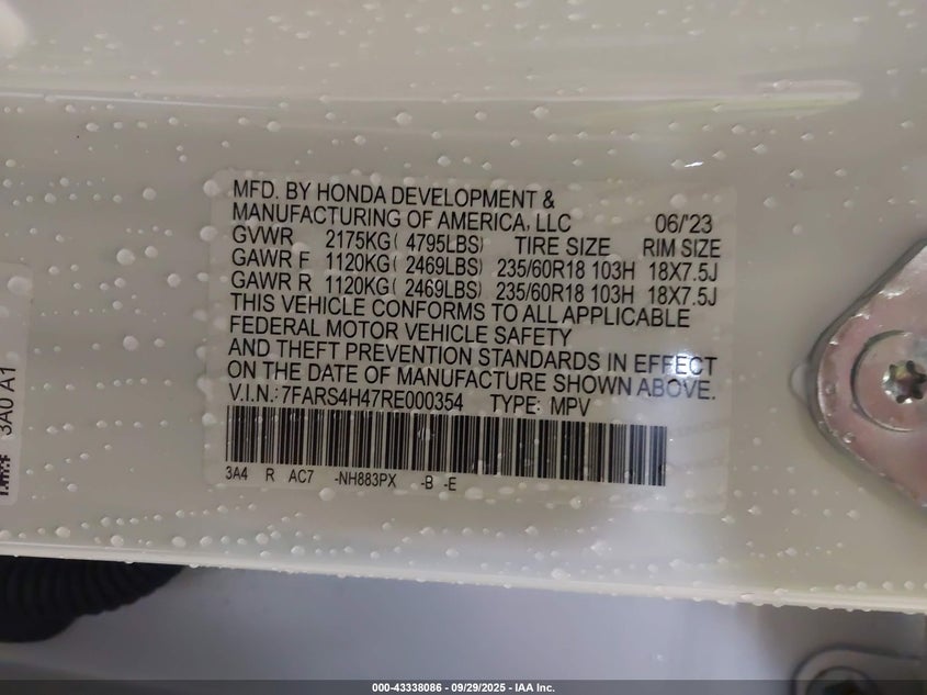 2024 HONDA CR-V EX AWD - 7FARS4H47RE000354