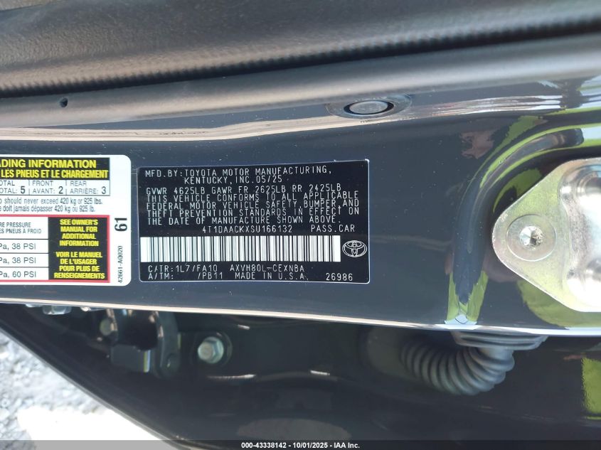 2025 Toyota Camry Le VIN: 4T1DAACKXSU166132 Lot: 43338142