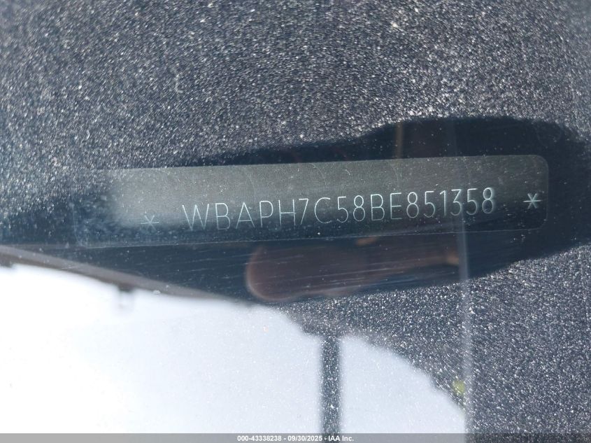 2011 BMW 328I VIN: WBAPH7C58BE851358 Lot: 43338238