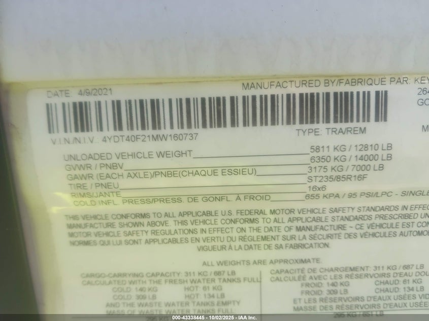 4YDT40F21MW160737 2021   photo no. 9