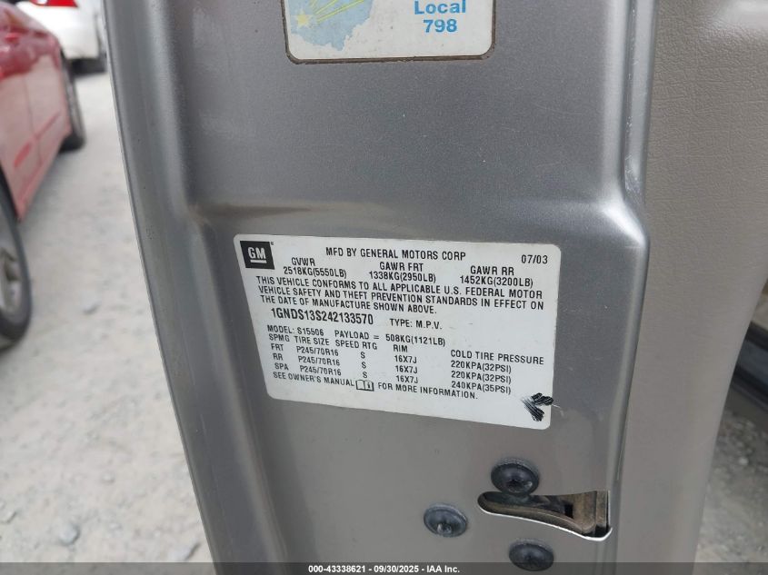 2004 Chevrolet Trailblazer Ls VIN: 1GNDS13S242133570 Lot: 43338621