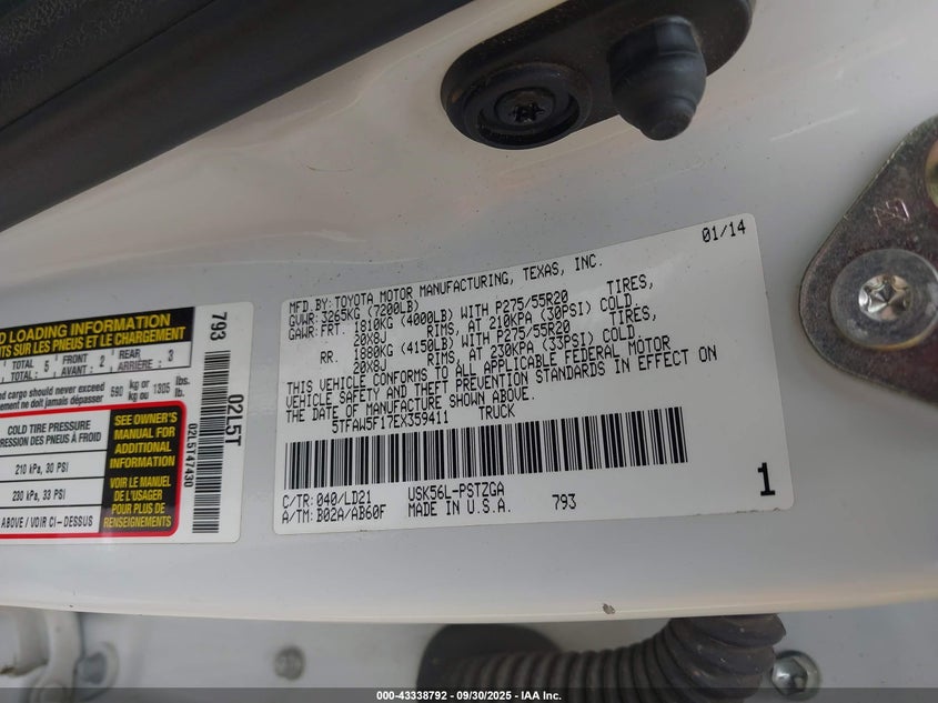 5TFAW5F17EX359411 2014 TOYOTA TUNDRA photo no. 9