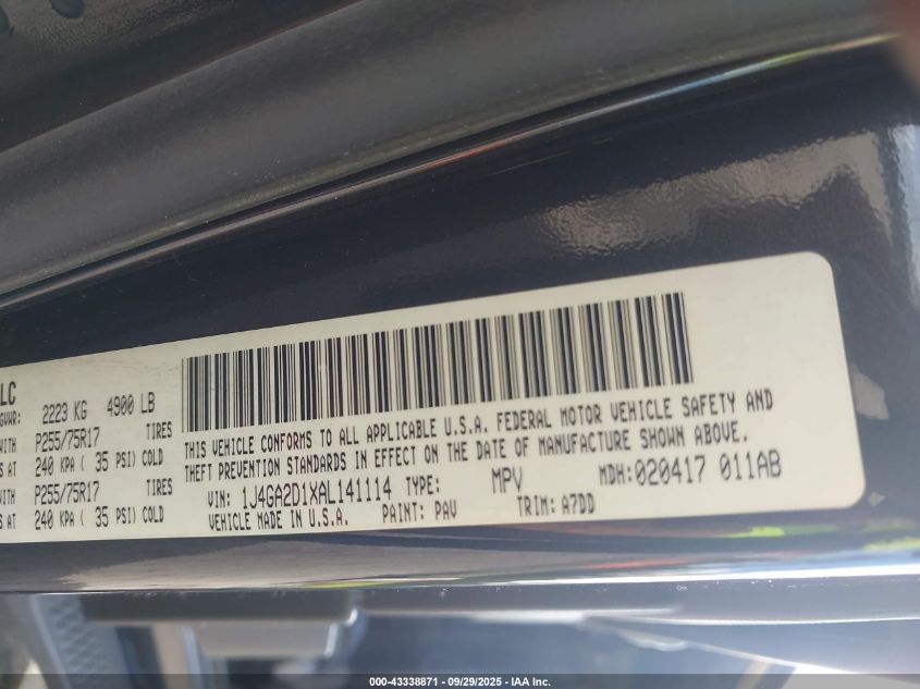 2010 Jeep Wrangler Sport VIN: 1J4GA2D1XAL141114 Lot: 43338871