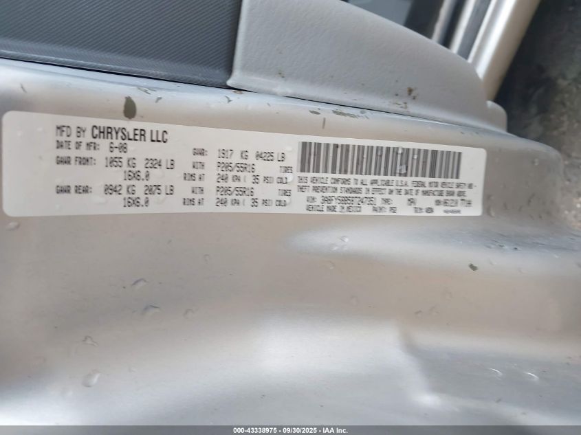 2008 Chrysler Pt Cruiser Touring VIN: 3A8FY58B58T247351 Lot: 43338975