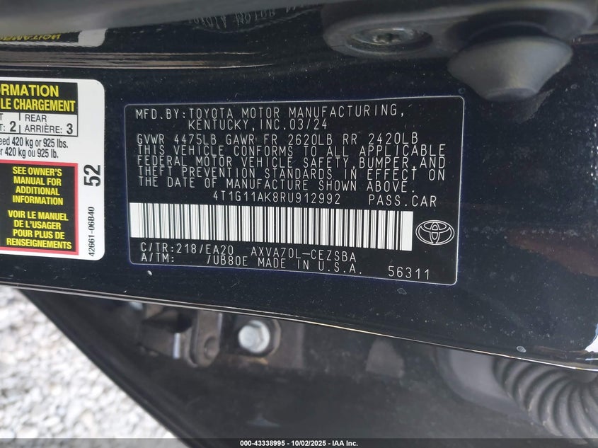 2024 TOYOTA CAMRY SE - 4T1G11AK8RU912992