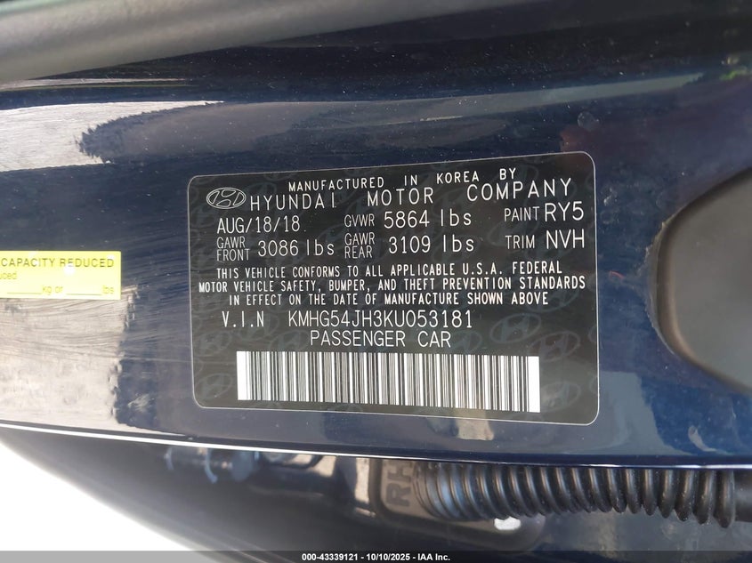 2019 Genesis G90 5.0 Ultimate VIN: KMHG54JH3KU053181 Lot: 43339121