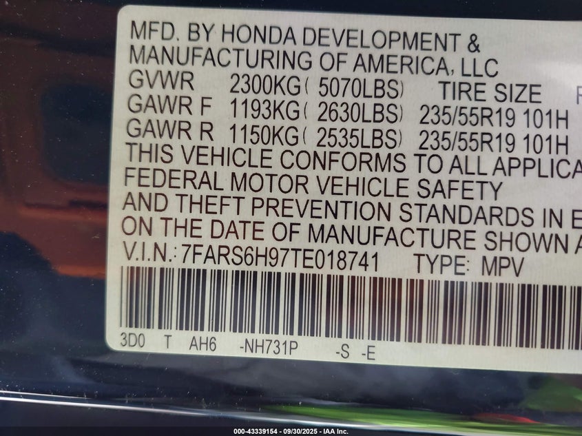 2026 HONDA CR-V HYBRID AWD SPORT TOURING - 7FARS6H97TE018741