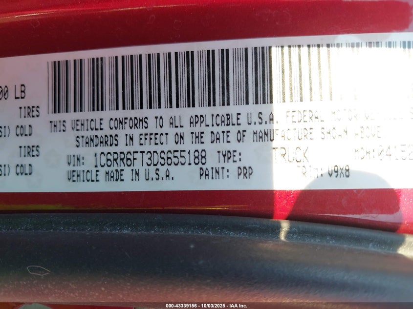 2013 RAM 1500 EXPRESS - 1C6RR6FT3DS655188