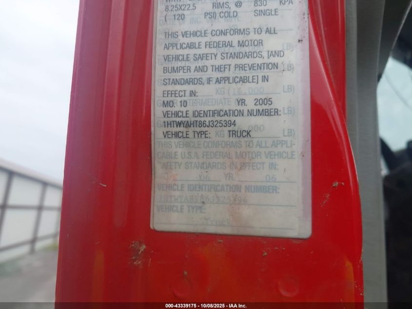 2006 International 7000 7600 VIN: 1HTWYAHT86J325394 Lot: 43339175
