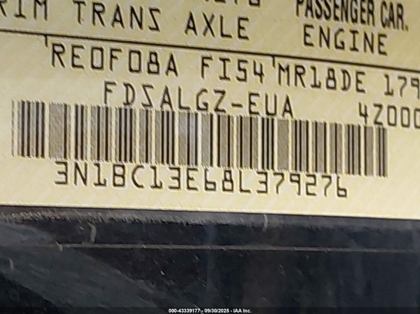 2008 Nissan Versa 1.8Sl VIN: 3N1BC13E68L379276 Lot: 43339177