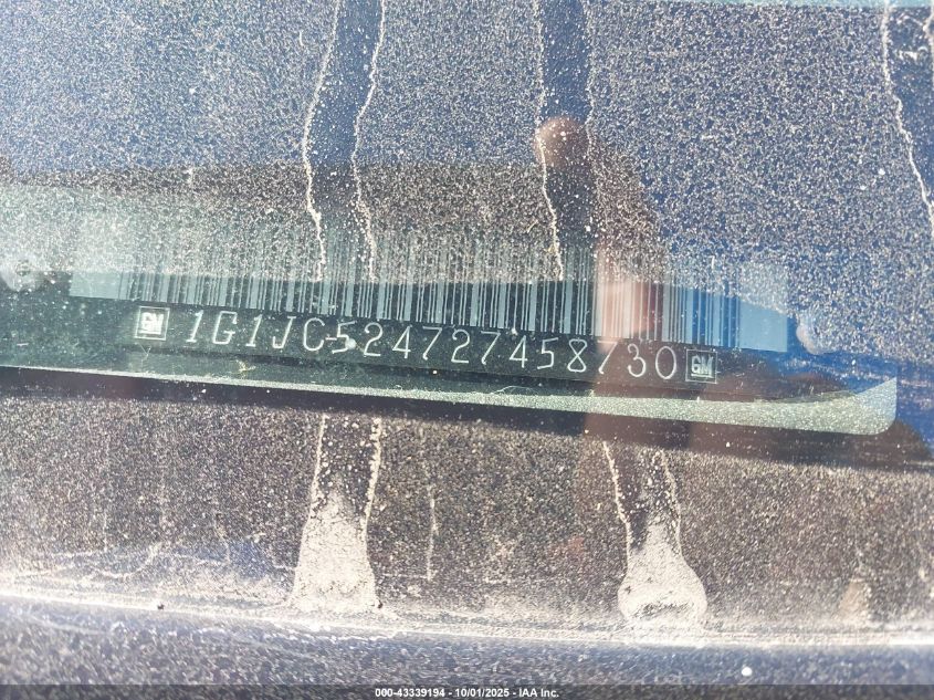 2002 Chevrolet Cavalier Cng VIN: 1G1JC524727458730 Lot: 43339194