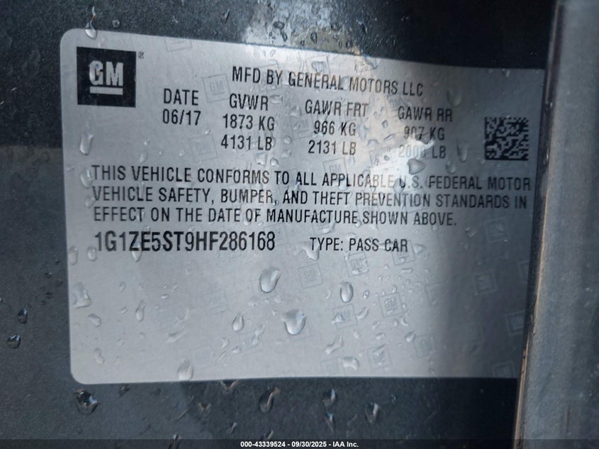 2017 CHEVROLET MALIBU 1LT - 1G1ZE5ST9HF286168