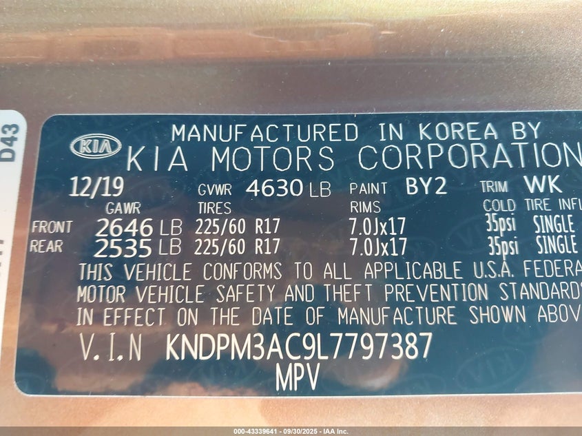 2020 KIA SPORTAGE LX - KNDPM3AC9L7797387