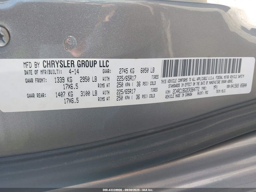 2014 CHRYSLER TOWN & COUNTRY TOURING - 2C4RC1BG2ER364772