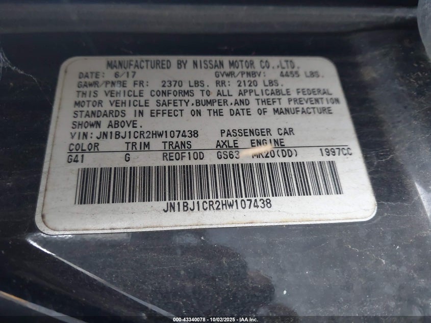 2017 NISSAN ROGUE SPORT SV - JN1BJ1CR2HW107438