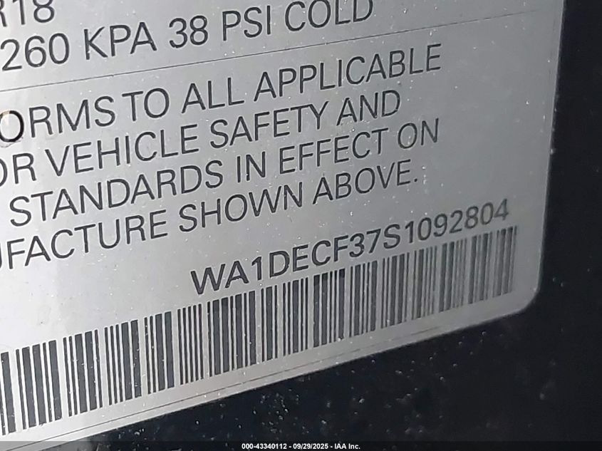 2025 Audi Q3 Premium 45 Tfsi S Line Quattro Tiptronic VIN: WA1DECF37S1092804 Lot: 43340112