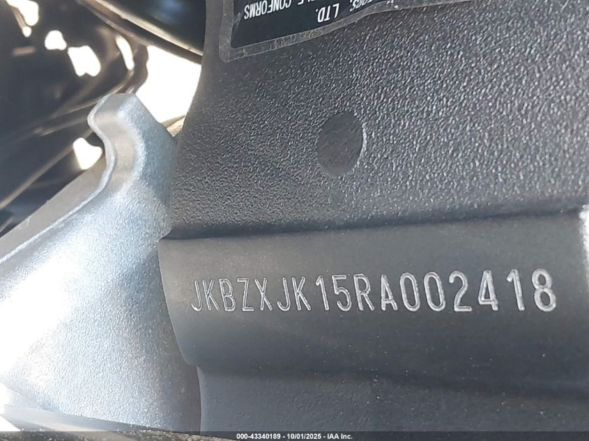 2024 Kawasaki Zx636 K VIN: JKBZXJK15RA002418 Lot: 43340189